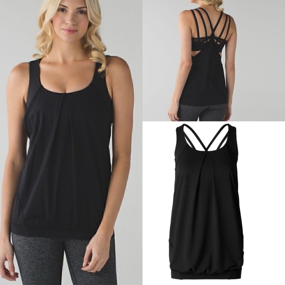 Lululemon Nouveau Limits Tank Top In
Black Built In Bra Size 6